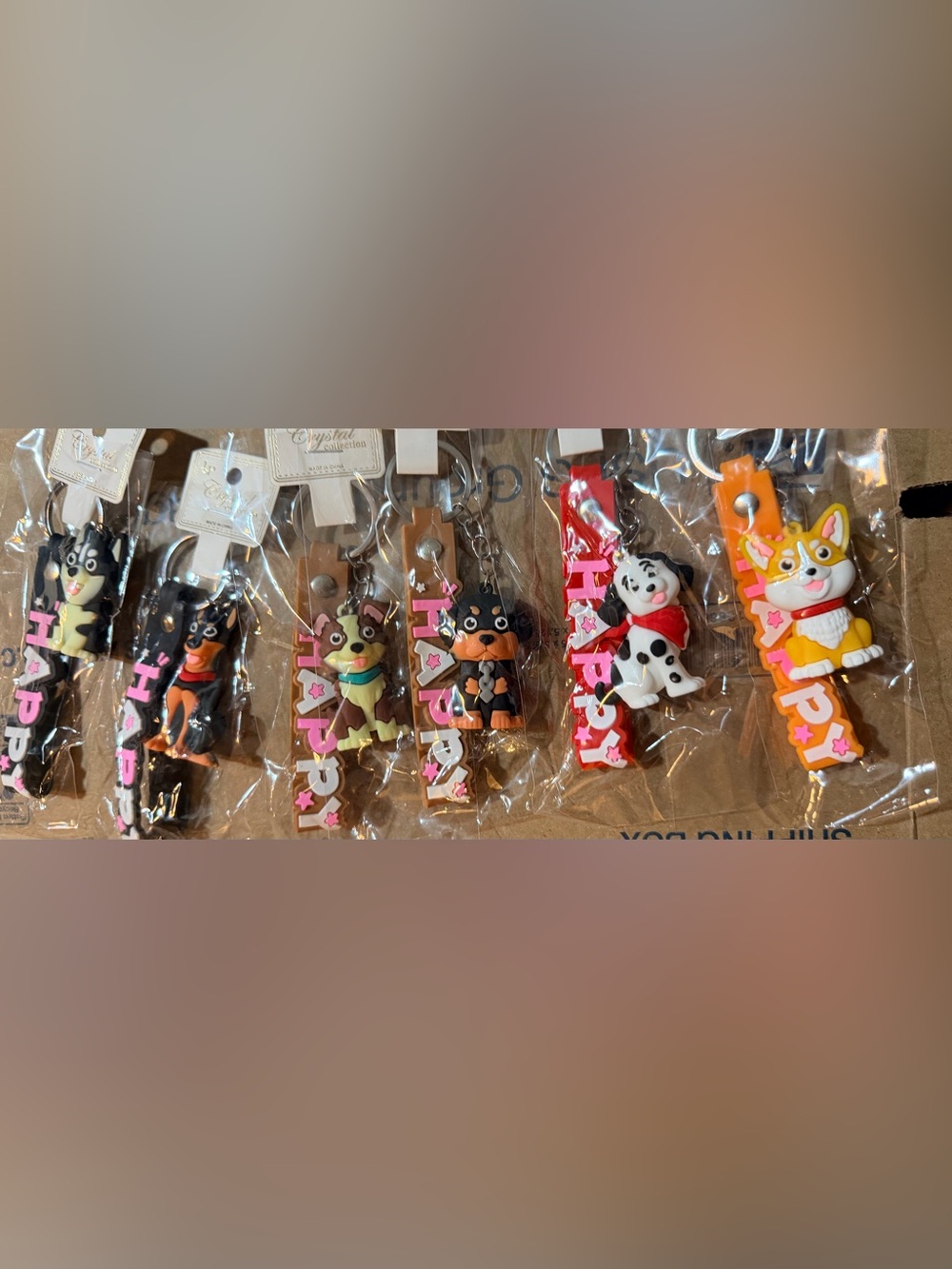 6 pack, variety, dog keychain set. So cute.
